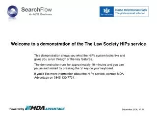Welcome to a demonstration of the The Law Society HIPs service