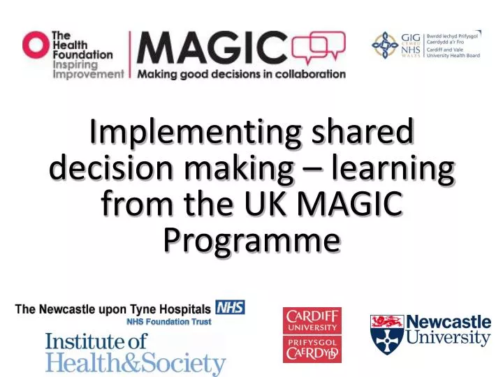 implementing shared decision making learning from the uk magic programme