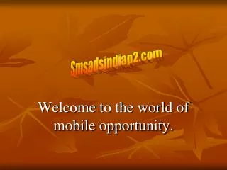 Welcome to the world of mobile opportunity.