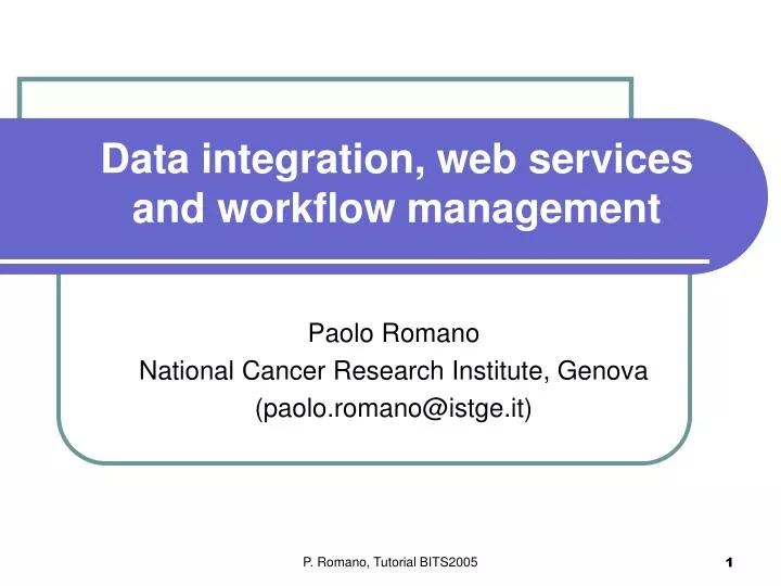 data integration web services and workflow management