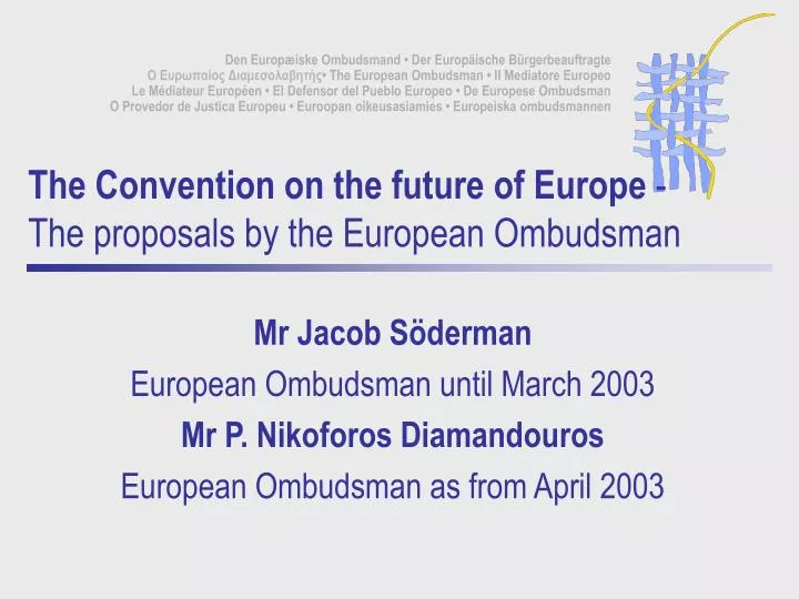 the convention on the future of europe the proposals by the european ombudsman