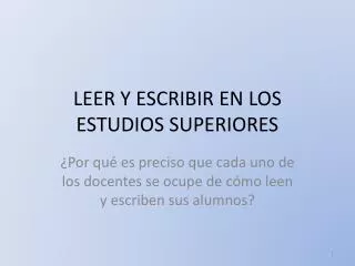 leer y escribir en los estudios superiores