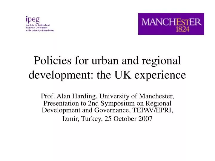 policies for urban and regional development the uk experience