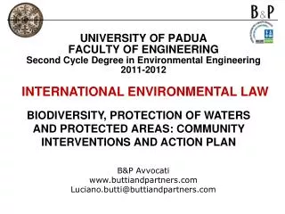 BIODIVERSITY, PROTECTION OF WATERS AND PROTECTED AREAS: COMMUNITY INTERVENTIONS AND ACTION PLAN