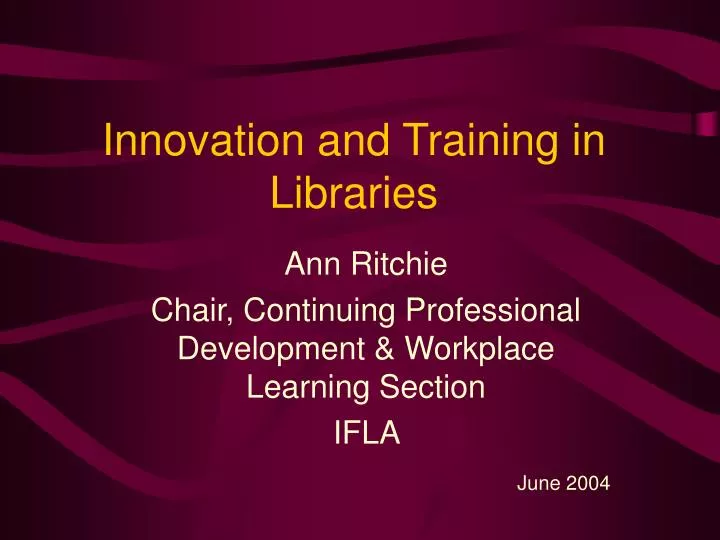 innovation and training in libraries