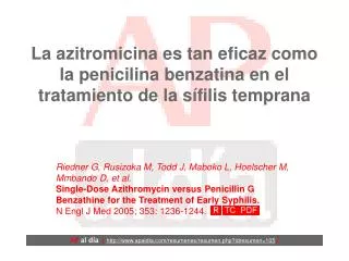 la azitromicina es tan eficaz como la penicilina benzatina en el tratamiento de la s filis temprana