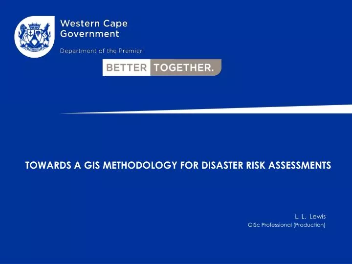 towards a gis methodology for disaster risk assessments