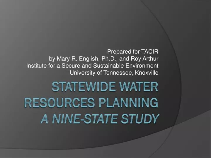 statewide water resources planning a nine state study