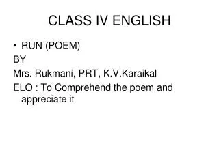 CLASS IV ENGLISH
