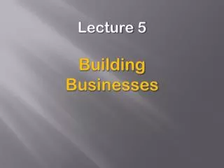 Lecture 5 Building Businesses