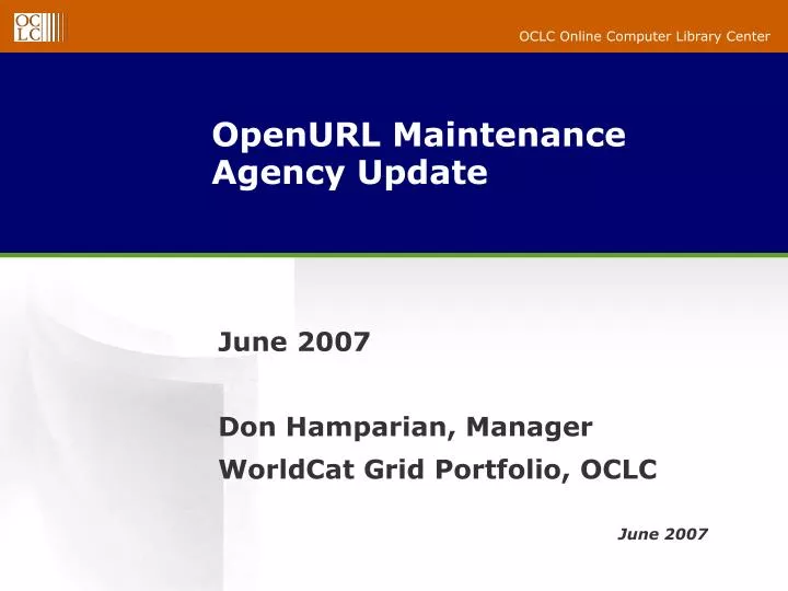 openurl maintenance agency update