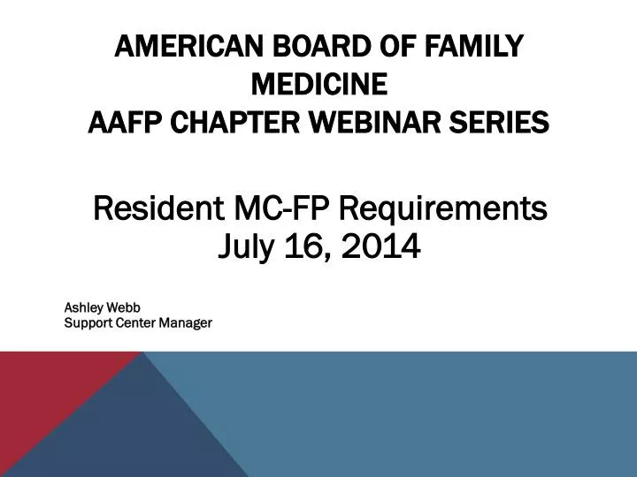 american board of family medicine aafp chapter webinar series