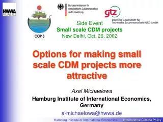 Options for making small scale CDM projects more attractive