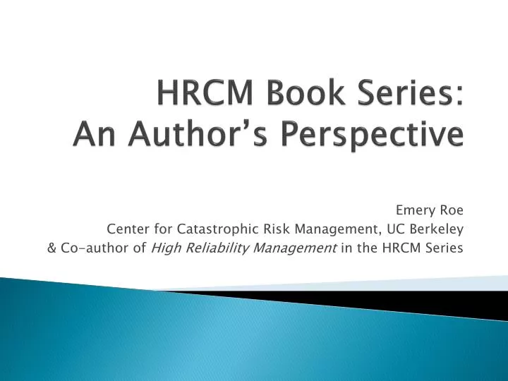 hrcm book series an author s perspective