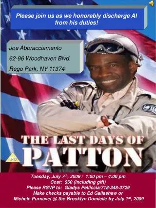 Please join us as we honorably discharge Al from his duties!
