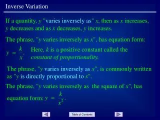 Inverse Variation