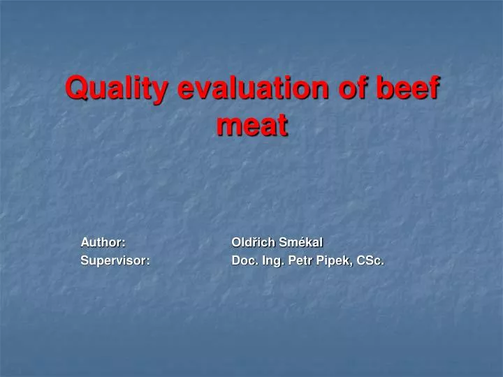 quality evaluation of beef meat