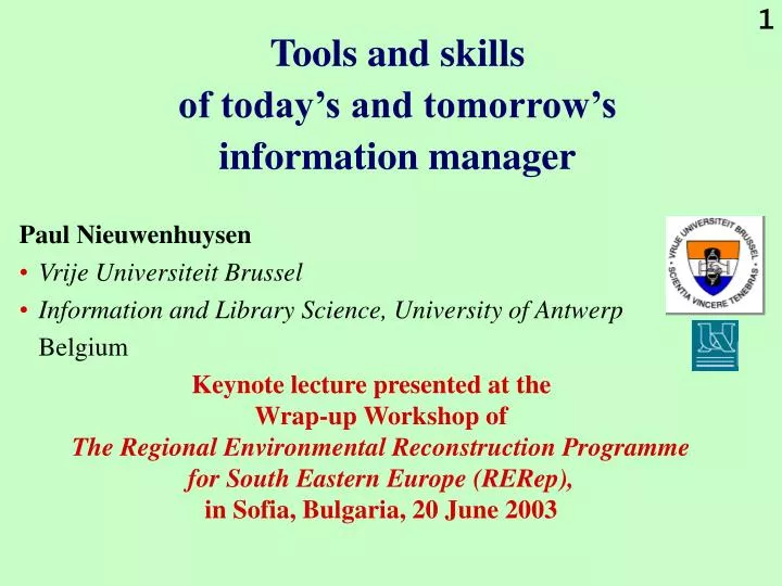tools and skills of today s and tomorrow s information manager