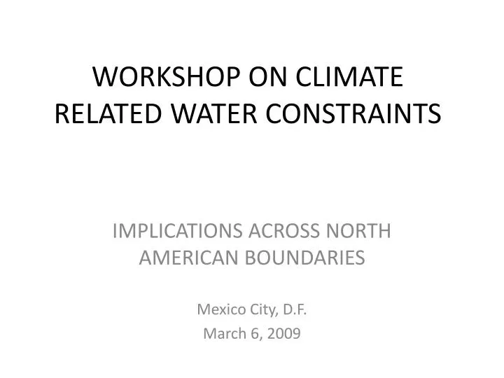 workshop on climate related water constraints