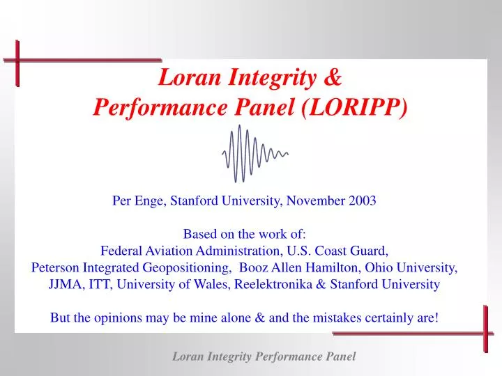 loran integrity performance panel loripp