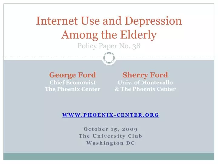 internet use and depression among the elderly policy paper no 38