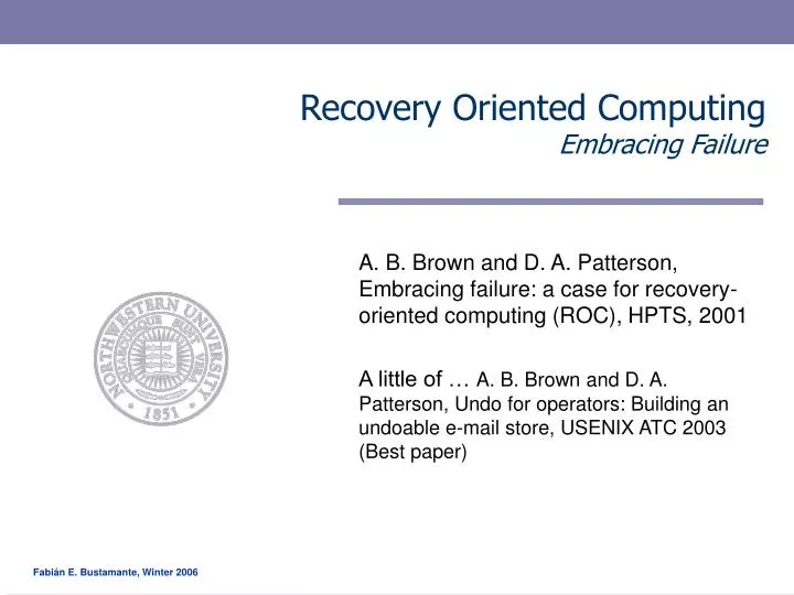 recovery oriented computing embracing failure