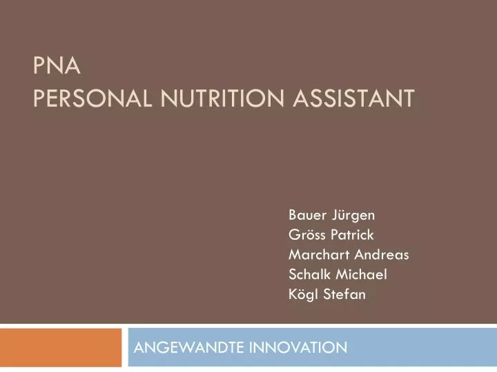 pna personal nutrition assistant