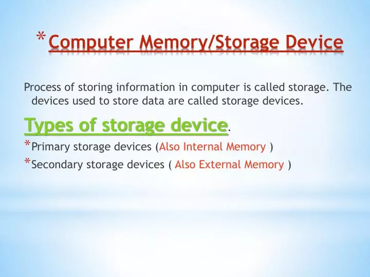 computer memory storage device