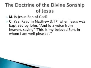 The Doctrine of the Divine Sonship of Jesus