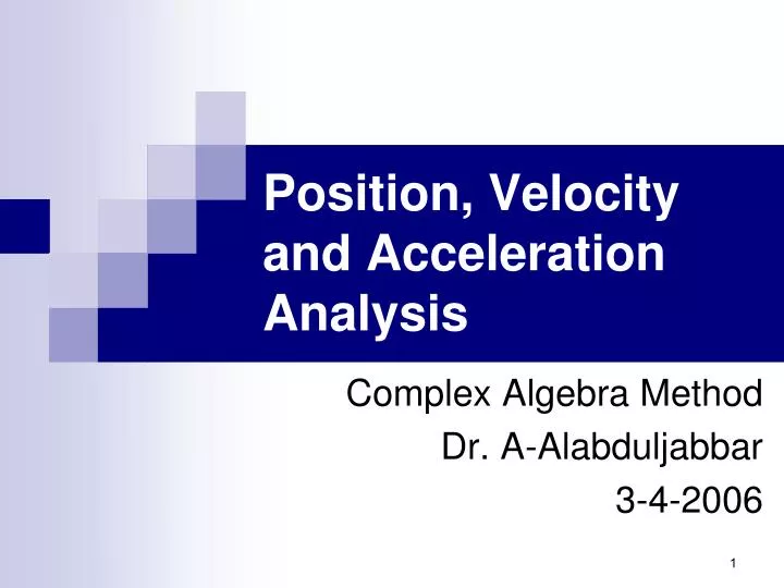 position velocity and acceleration analysis