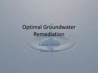 Optimal Groundwater Remediation