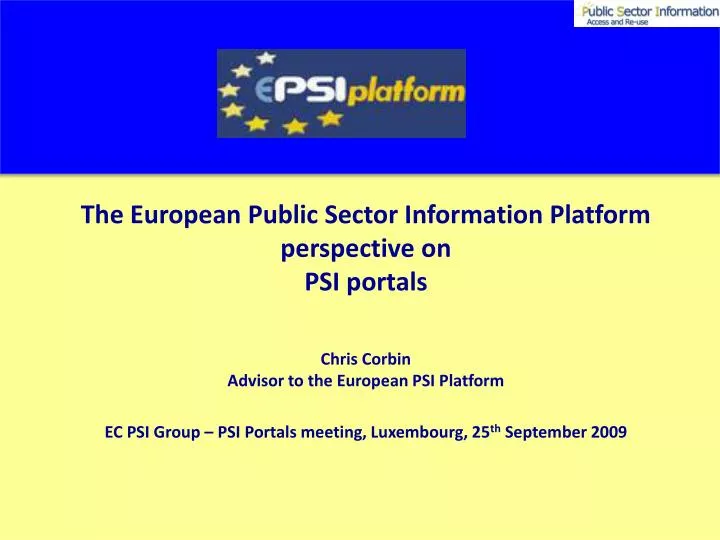 the european public sector information platform perspective on psi portals