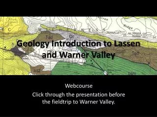 Geology Introduction to Lassen and Warner Valley
