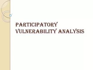 Participatory Vulnerability Analysis