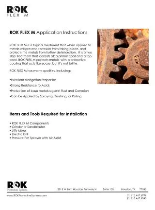 ROK FLEX M Application Instructions