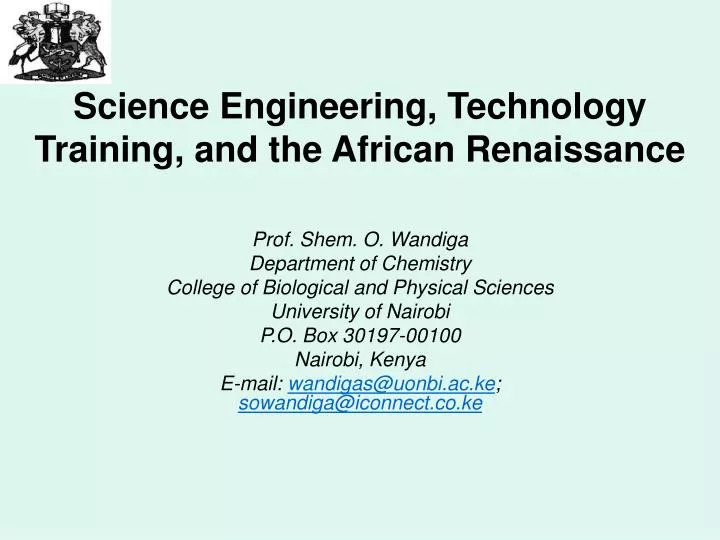 science engineering technology training and the african renaissance