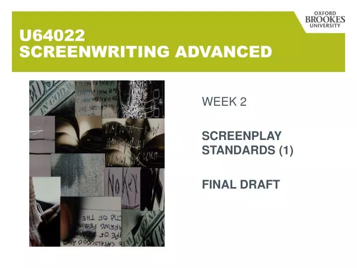 u64022 screenwriting advanced