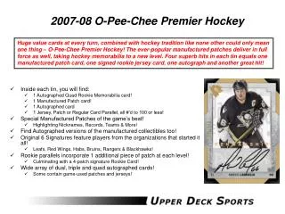2007-08 O-Pee-Chee Premier Hockey