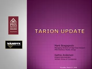 TARION UPDATE