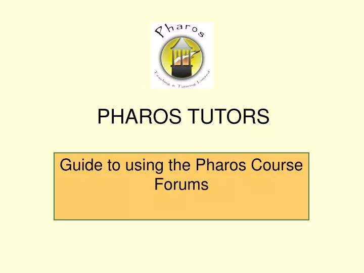 guide to using the pharos course forums