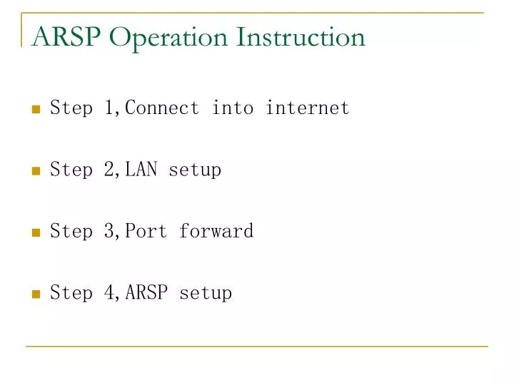 arsp operation instruction
