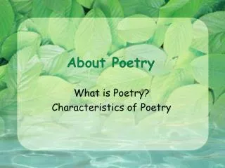 About Poetry