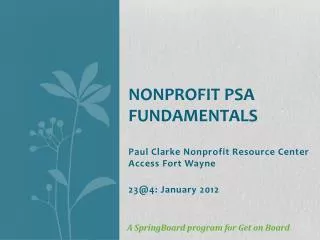 Nonprofit PSA Fundamentals