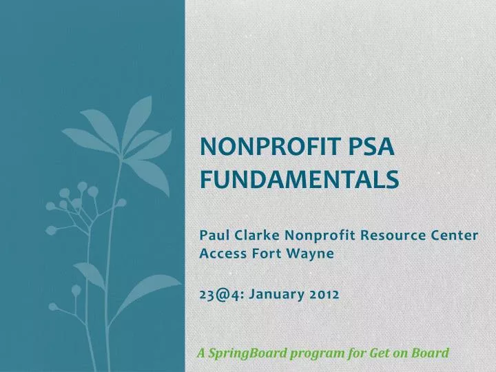 nonprofit psa fundamentals
