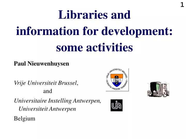 libraries and information for development some activities
