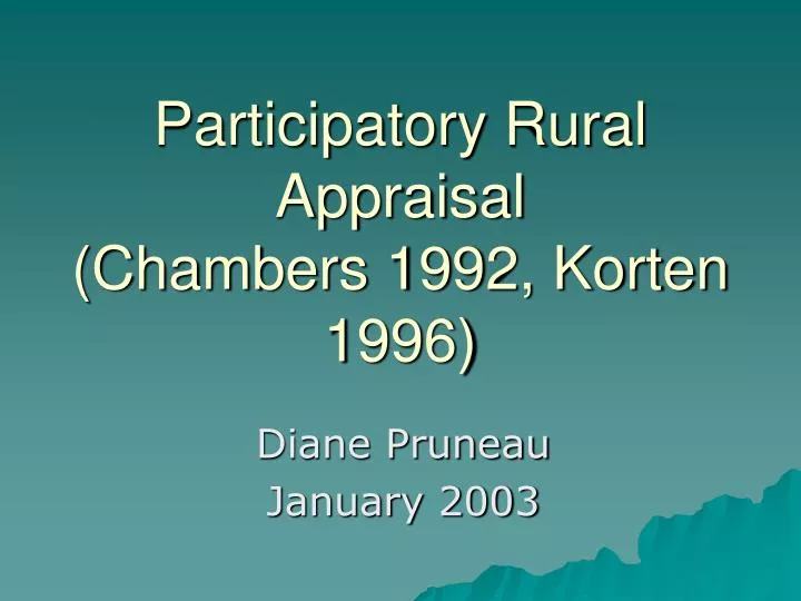 participatory rural appraisal chambers 1992 korten 1996