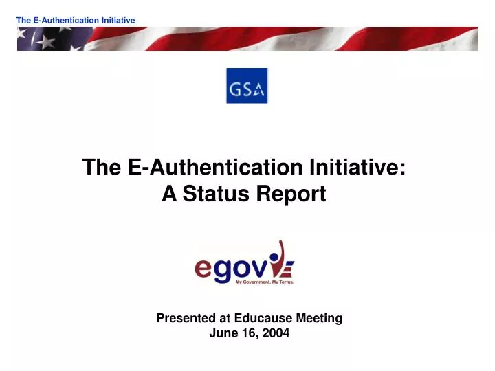 the e authentication initiative a status report