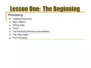 Lesson One: The Beginning