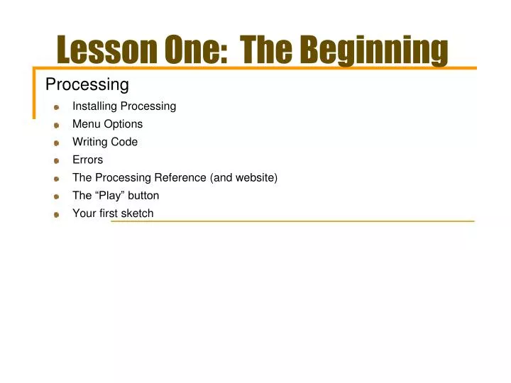 lesson one the beginning