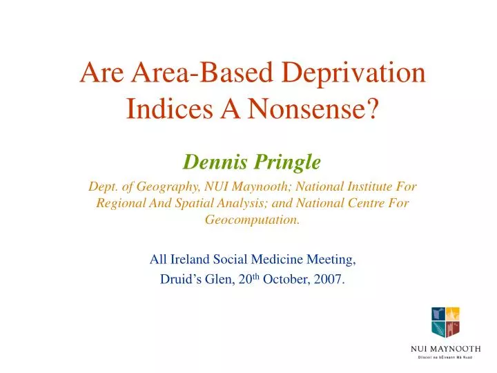 are area based deprivation indices a nonsense